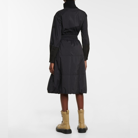 Moncler High-Neck Nylon Dress Black Long-Sleeve Size 42 - Picture 2 of 16